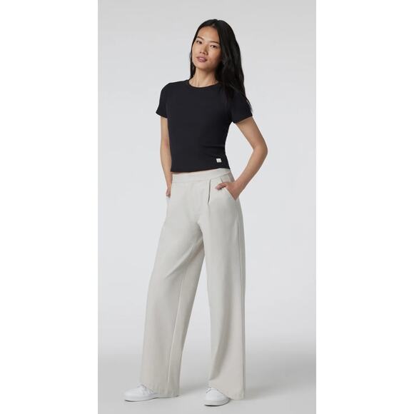 Vuori Elevation Trouser Dreamknit Move Pleated Pants Ecru Heather | M EUC - Picture 12 of 12